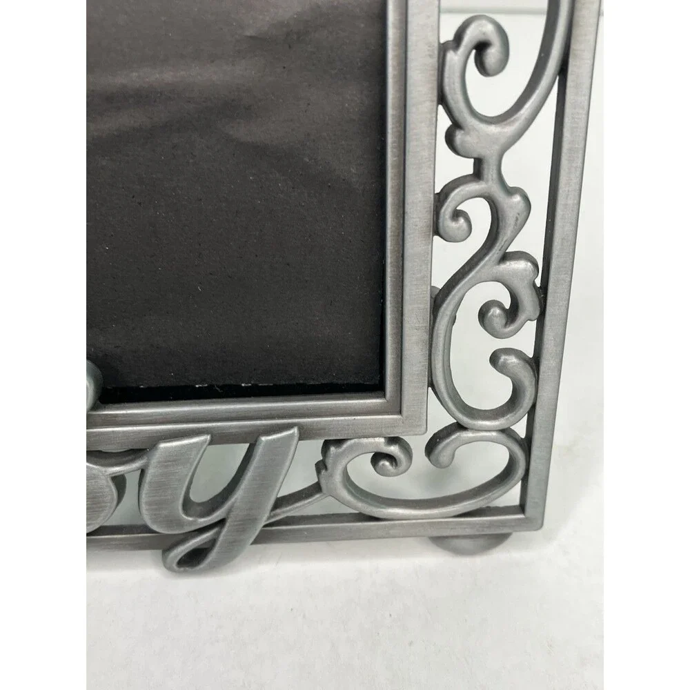 Malden Baby Picture Frame Metal Pewter 4x6 Baby & Rattlers on Boarder New